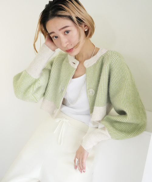 「SLOBE citron.」 ニットカーディガン FREE ブルー レディース_画像4