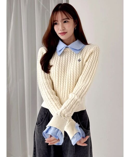 【希少】 モンクレール ドッキングニット ストライプシャツ 異素材切替 マグニア 希少】 モンクレール ドッキングニット ストライプシャツ 異素材切替