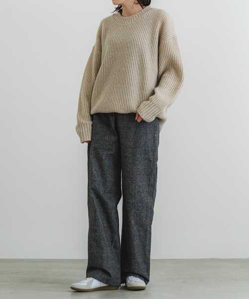 quadro ニット セーター 5G引き揃え片畦クルーネック レディース