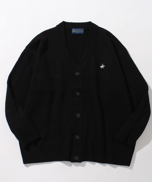 「BEVERLY HILLS POLO CLUB」 ニットカーディガン L ネイビー メンズ_画像2