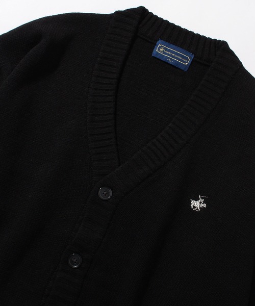 「BEVERLY HILLS POLO CLUB」 ニットカーディガン L ネイビー メンズ_画像4