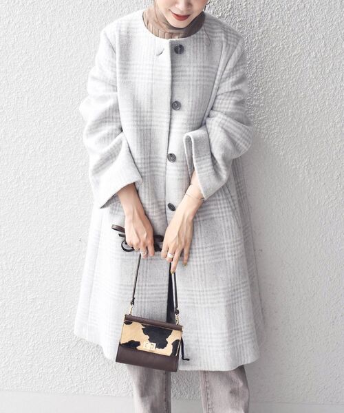 SHIPS（シップス） ノーカラーコート 38 ライトグレー レディース