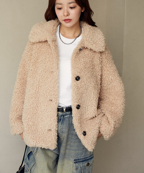 PUBLUX（パブリュクス） ファーコート フリ- ベージュ レディース