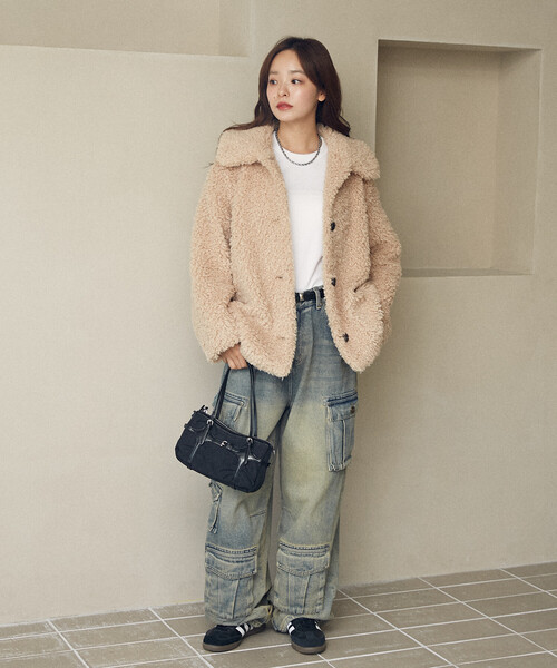 PUBLUX（パブリュクス） ファーコート フリ- ベージュ レディース