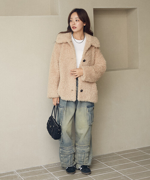 PUBLUX（パブリュクス） ファーコート フリ- ベージュ レディース