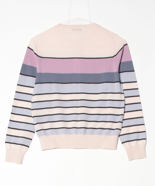 「ANAYI」 ボーダー柄ニットカーディガン 38 ピンク レディース_画像2