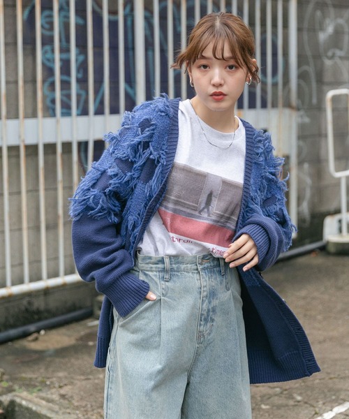 KBF（ケービーエフ） ニットカーディガン ONE ネイビー レディース