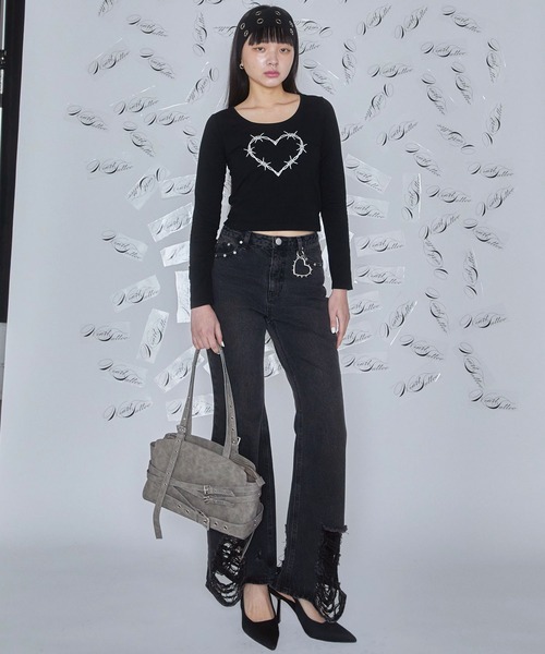 Heart Tattoo ジーンズ デニム デニムパンツ damage flare denim