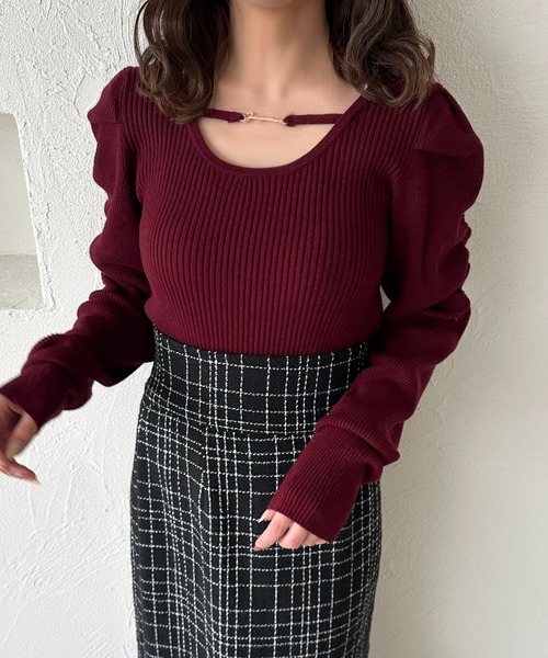 「apres jour」 長袖ニット フリー ボルドー レディース_画像3