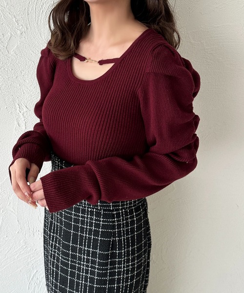 「apres jour」 長袖ニット フリー ボルドー レディース_画像5