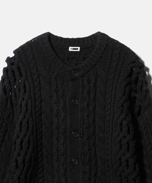 H beauty&youth エイチビューティアンドユース カーディガン 黒 H BEAUTY&YOUTH UNITED ARROWS カーディガン 「H」ケーブル