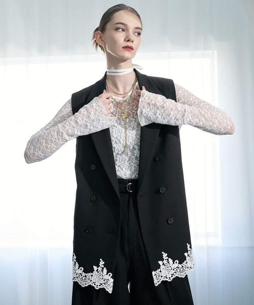 HARE ブラック レース テーラードジャケット HARE（ハレ） ジャケット テーラードジャケット 「CEREMONY SET UP対応