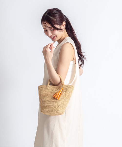 新品　未使用マイラン　カゴバック mideal（マイディール） かごバッグ カゴバッグ drawstring ribbon