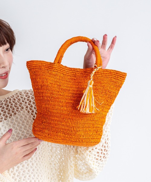 ベティ　 2wayかごバッグ オレンジ　ラフィア かごバッグ カゴバッグ 「LIMAIA/リマイア」ラフィア素材 かごバッグ