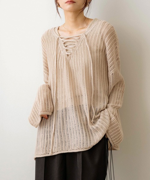 「NOAHL」 長袖ニット FREE ベージュ レディース_画像3