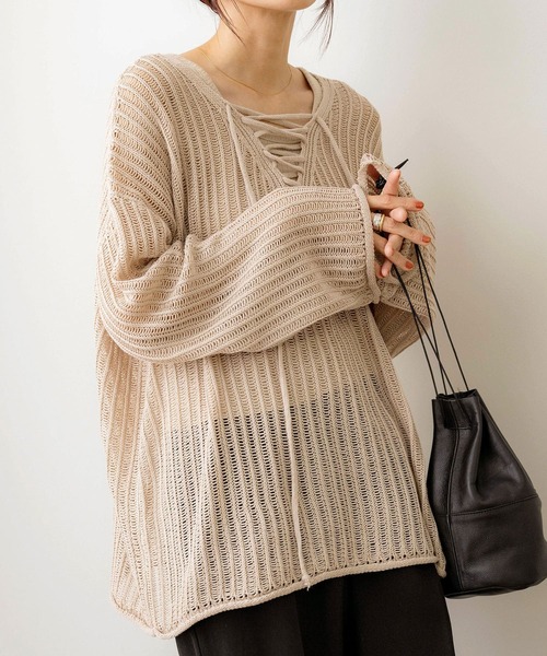 「NOAHL」 長袖ニット FREE ベージュ レディース_画像5
