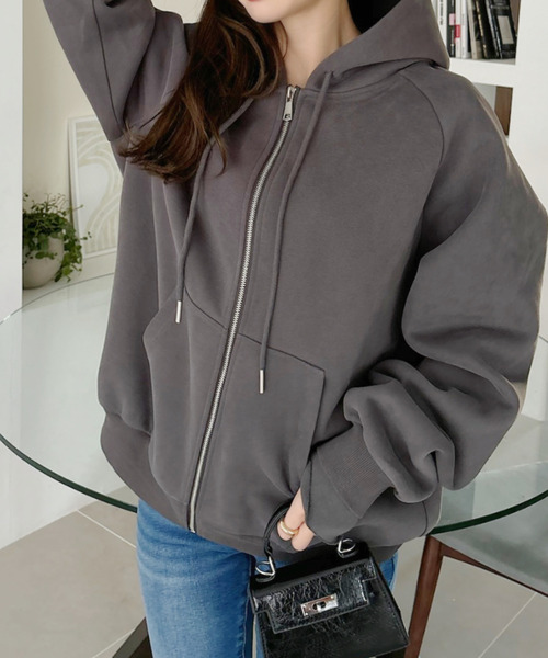 「Eclat one」 ジップアップパーカー M ベージュ レディース_画像3