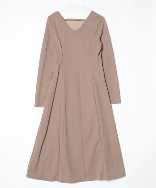 「JUNOAH」 長袖ワンピース L ブラウン レディース_画像2