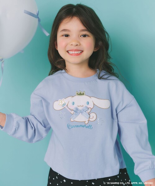 ANY（エニィ） tシャツ 「シナモロール×ANY KIDS」アップリケ 長袖T