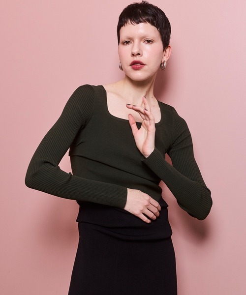 OMMO（オーエムエムオー） ニット セーター ASYMME TUCK SHORT KT TOP