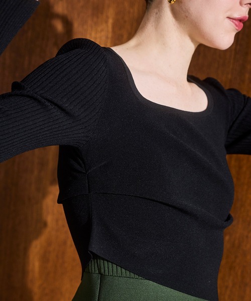 OMMO（オーエムエムオー） ニット セーター ASYMME TUCK SHORT KT TOP