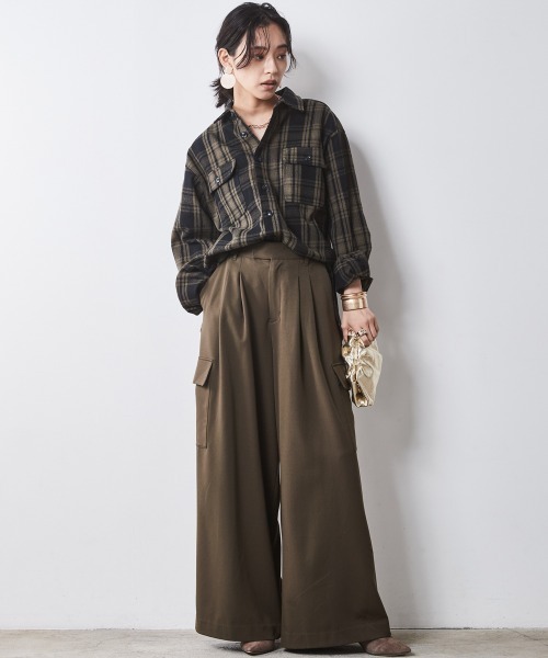 「CHIC STYLE」 スラックス M チャコール レディース_画像2