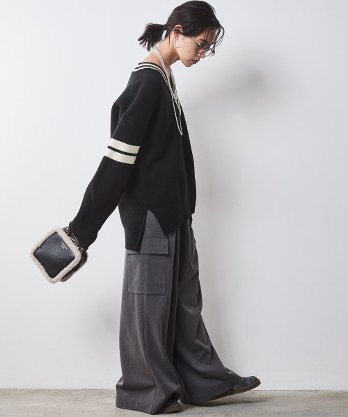 「CHIC STYLE」 スラックス M チャコール レディース_画像9