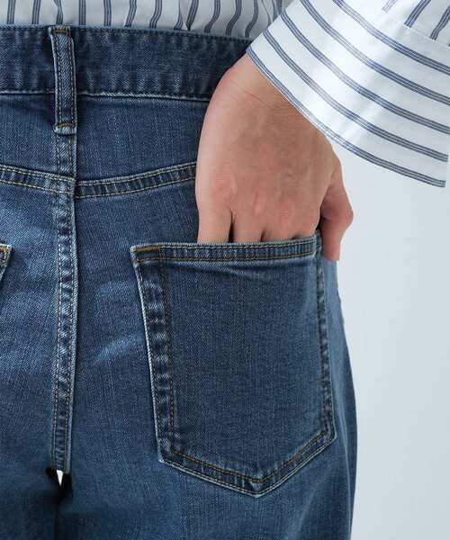 ジーンズ デニム デニムパンツ 「美脚／ストレッチ」ストレートワイドデニム レディースの画像