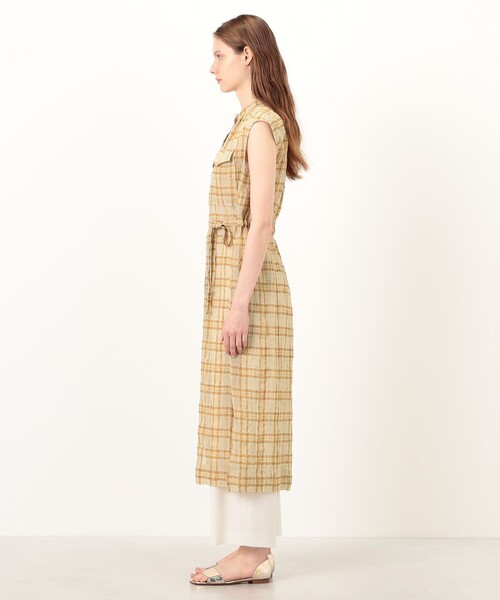 シャツワンピース シアープラッド フレンチロングシャツブラウスの画像