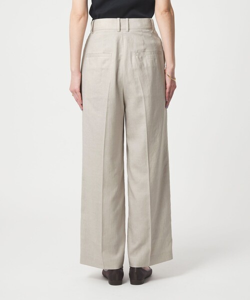 スラックス パンツ 「size SHORT/TALLあり」ライト リネンライク ストレート パンツ UVカット 通気性 レディースの画像