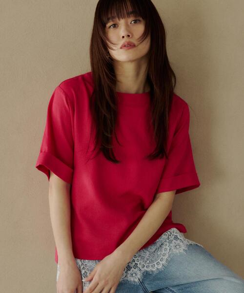 THE SHOP TK ブラウス シャツ 「M-XL/二の腕カバー」さらり麻調