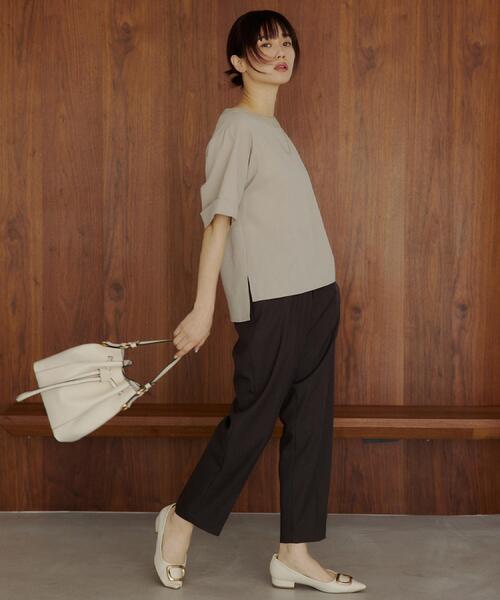 THE SHOP TK ブラウス シャツ 「M-XL/二の腕カバー」さらり麻調
