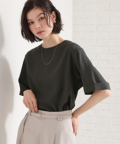 THE SHOP TK ブラウス シャツ 「M-XL/二の腕カバー」さらり麻調