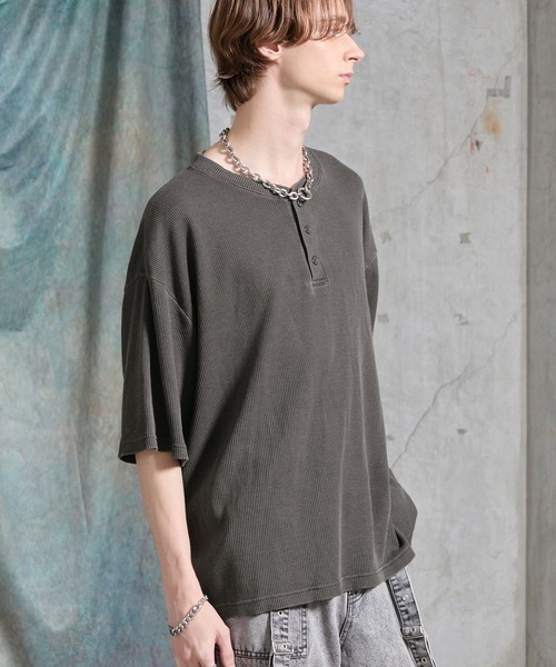 SERACE ヘンリーネック tシャツ 「SERACE」Vintage waffle thermal