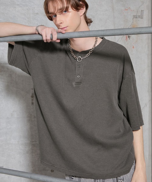 SERACE ヘンリーネック tシャツ 「SERACE」Vintage waffle thermal