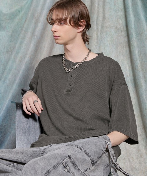 SERACE ヘンリーネック tシャツ 「SERACE」Vintage waffle thermal