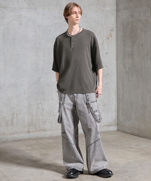 SERACE ヘンリーネック tシャツ 「SERACE」Vintage waffle thermal