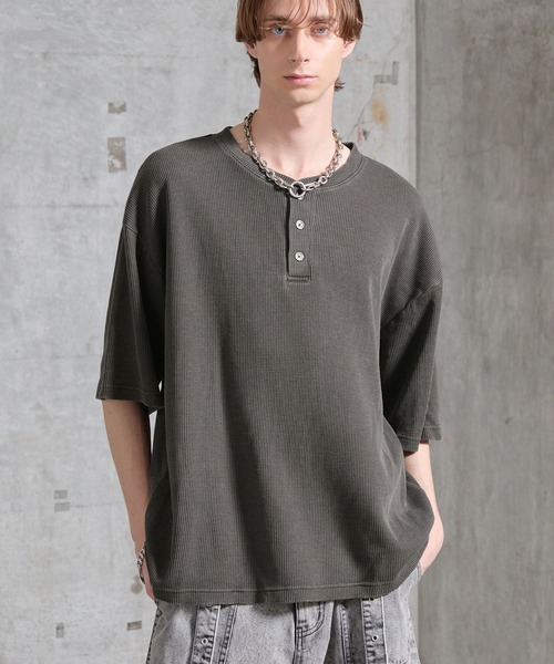 SERACE ヘンリーネック tシャツ 「SERACE」Vintage waffle thermal