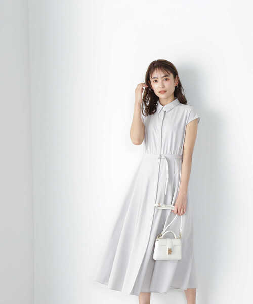 「NATURAL BEAUTY BASIC」 シャツワンピース SMALL グレー レディース_画像2