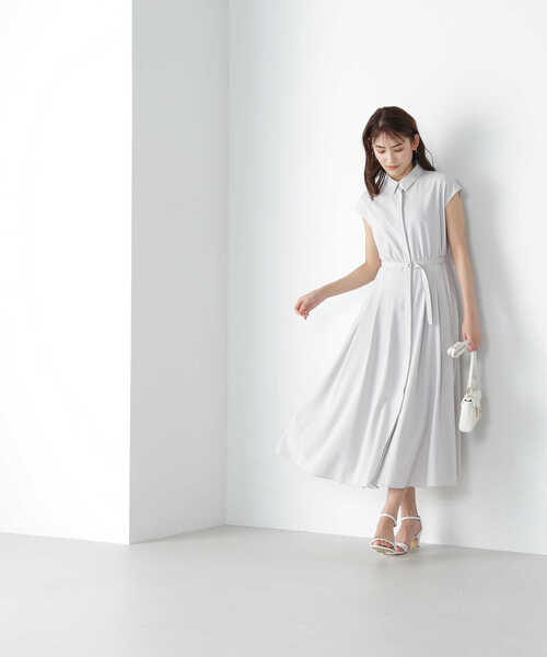 「NATURAL BEAUTY BASIC」 シャツワンピース SMALL グレー レディース_画像5