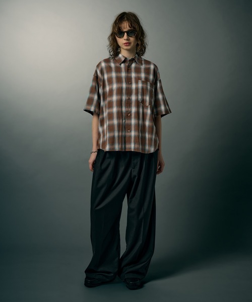 【美品】RRL チェックシャツ　オンブレ　半袖シャツ　M WETTEMPT シャツ 半袖 OMBRE CHECK S/S SHIRT / オンブレチェックS/S