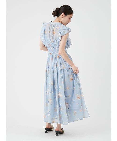 ワンピース フラワープリントプリーツワンピースの画像