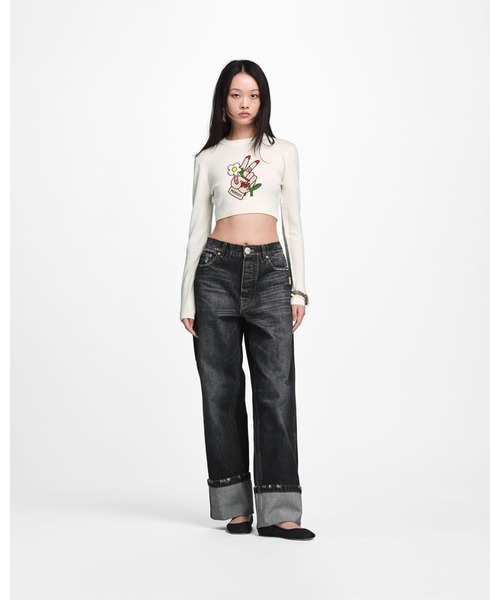 tシャツ 「NEW」TATTOO PATCH CROP LONGSLEEVE/タトゥー パッチ クロップ ロングスリーブ レディース メンズの画像