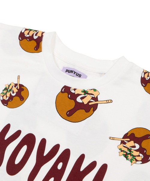 PUNYUS（プニュズ） tシャツ 半袖 たこ焼き総柄Tシャツ レディース