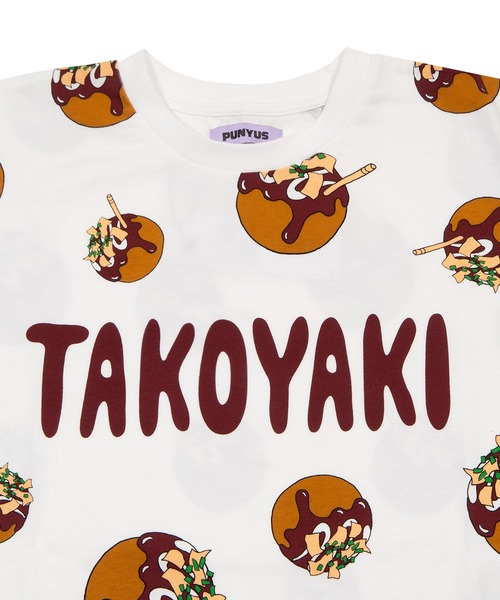 PUNYUS（プニュズ） tシャツ 半袖 たこ焼き総柄Tシャツ レディース