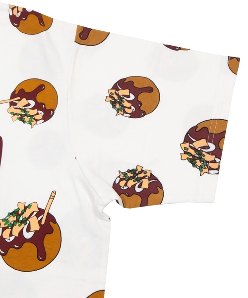 PUNYUS（プニュズ） tシャツ 半袖 たこ焼き総柄Tシャツ レディース