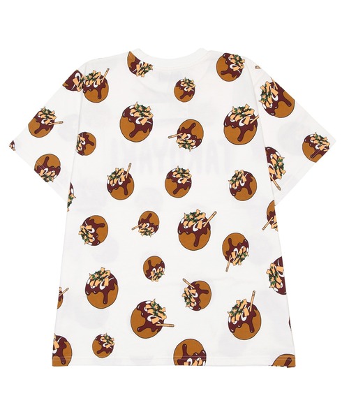 PUNYUS（プニュズ） tシャツ 半袖 たこ焼き総柄Tシャツ レディース