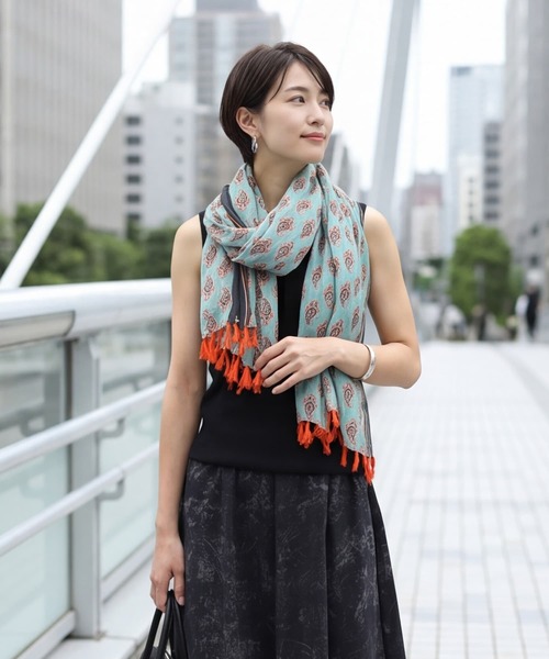 STYLE DELI（スタイルデリ） ストール マフラー 柄のシワ加工入り