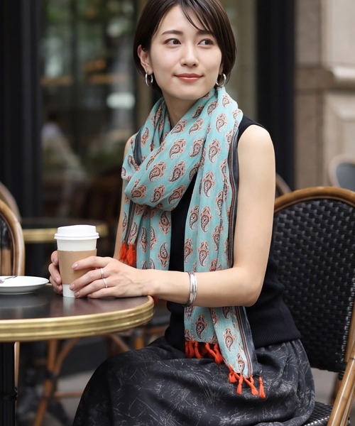 STYLE DELI（スタイルデリ） ストール マフラー 柄のシワ加工入り