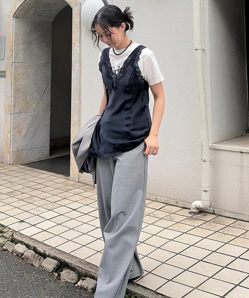 Ameri（アメリ） tシャツ 半袖 26AW LACE DOCKING CONCEPT TEE